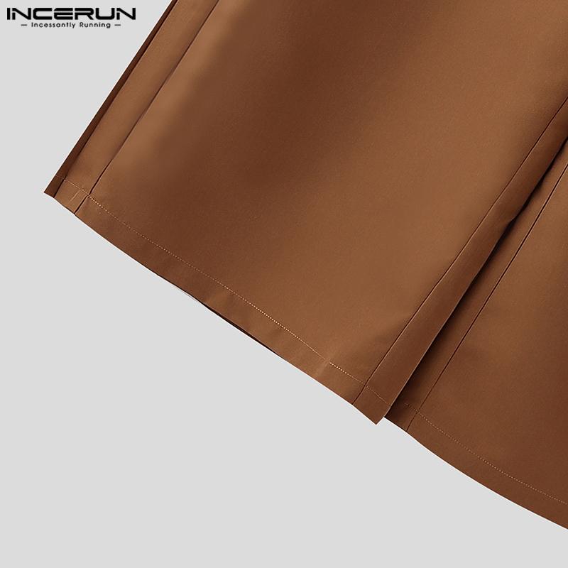 INCERUN Herren Lässig Reißverschluss Taille Seite Gerüscht Lässig Lang Weites Bein Hose