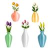 5Pcs 3D Printed Vase Refrigerator Magnet Home Office Kitchen Locker Fridge Mini Flower Vase Magnetic Decoration Ornament