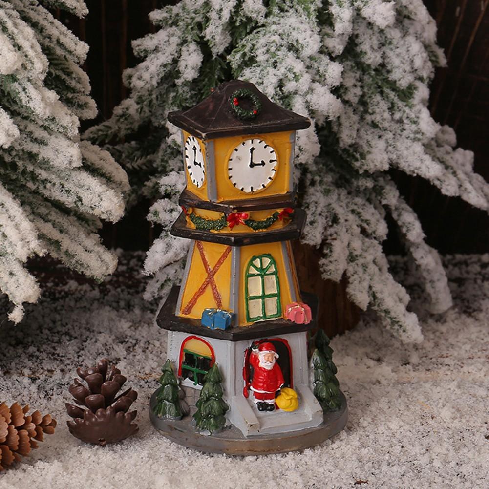 Battery Operated Lights Christmas Village Decor Lighted Clock Tower