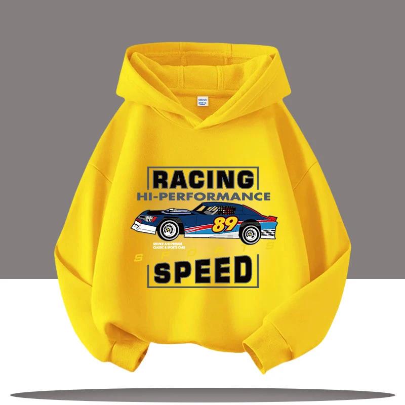 2025 New Vintage Car Children's Hooded Sweatshirt with Cartoon Print, Boys' Sportswear, Girls' Casual Top, Fall-winter Clothing