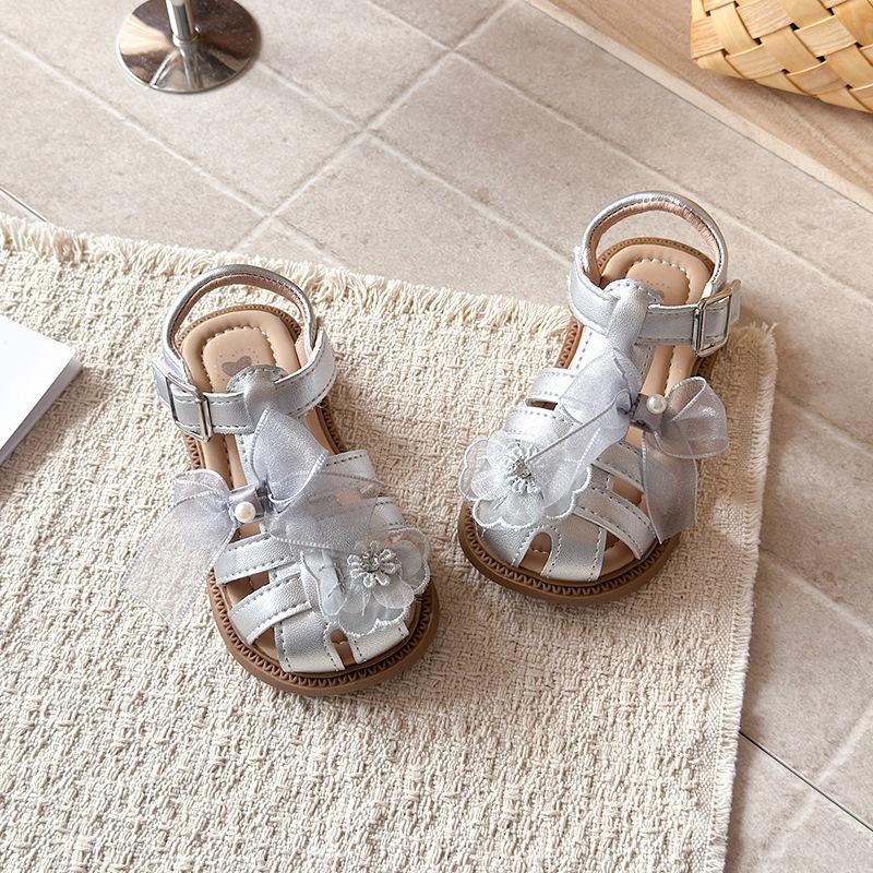 2025 Shiny Crystal Princess Sandals: Non-Slip, Soft Sole for Little Girls 24 серебряный