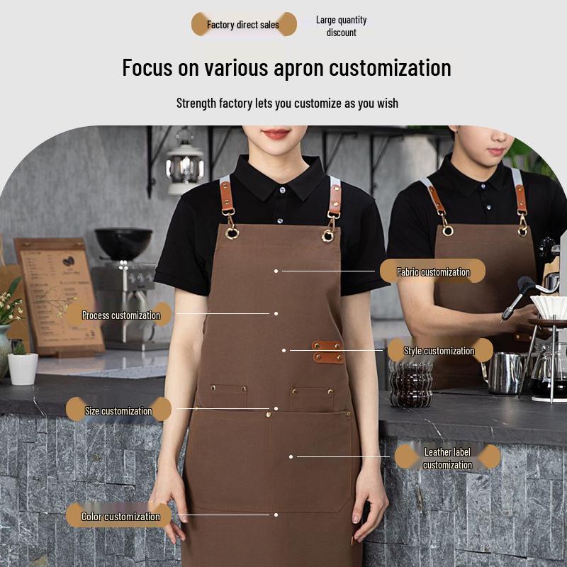 Custom Waterproof Oil-Proof Double Shoulder Canvas Apron