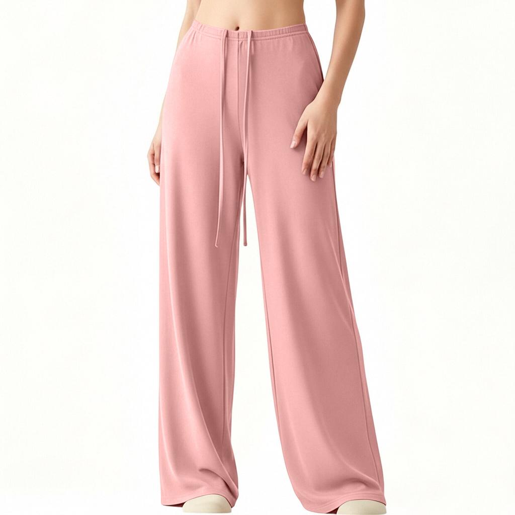 Damen Locker Geschnittene Lässige Weitbeinige Lounge-Hose Schnelltrocknend Weich Dehnbar Yoga-Hose mit Verstellbarem Bundzug für Entspannten Komfort