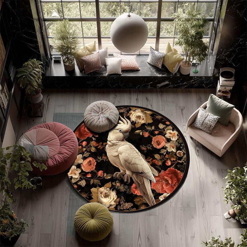 Sheepdogs & Birds Pattern Round rug,Carpet Rug for Living Room Bedroom Playroom ,Non-slip Floor Mat,Holiday Gifts and Birthday Gifts.