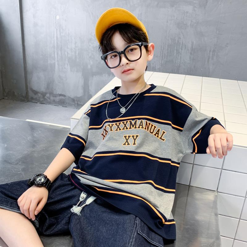 

Футболка с короткими рукавами из хлопка для мальчиков, летняя одежда для детей среднего возраста, футболка Fried Street с короткими рукавами, стиль вестерн 160