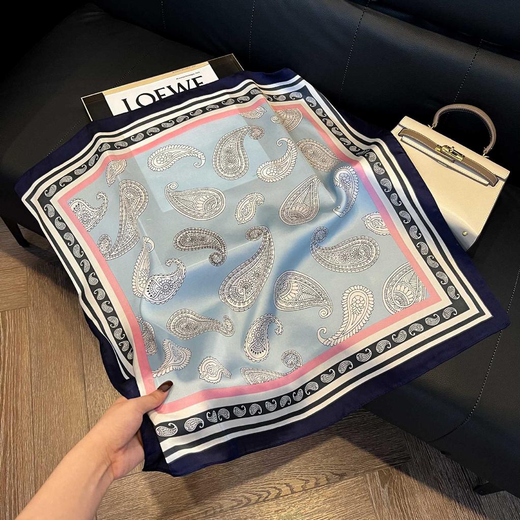 European and American style scarf square scarf imitation silk 71cm retro cashew print literary headband suit with decorative scarf