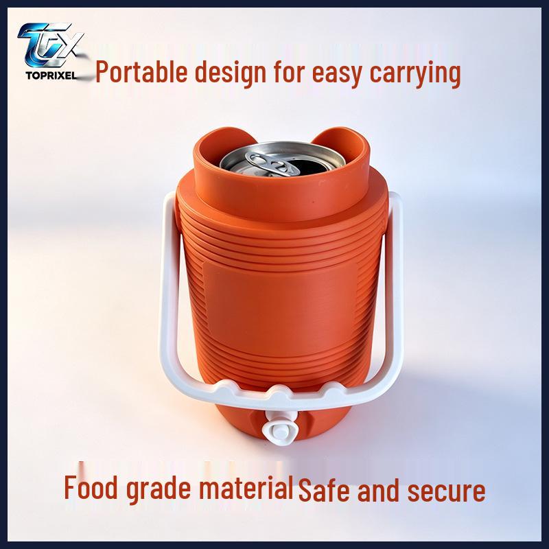 TOPRIXEL 3D-Printed Multi-Color Insulated Beverage Bucket with Faucet - Portable and Logo-Optional