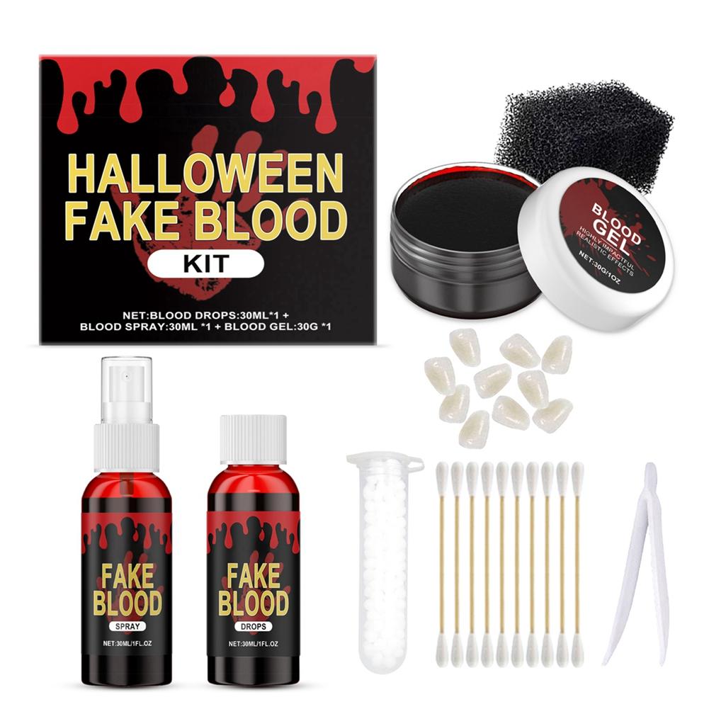 

Набор Хэллоуинской Искусственной Крови и Искусственные Зубы