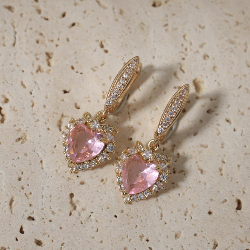 1 Pair Fashion Heart Shape Dangle Earrings for Women Zirconia Earring Jewelry Wedding Party Accessories