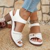 Fashion White Thick High Heels Sandals for Women Summer Lightweight Ankle Buckle Sandles Woman Plus Size Non Slip Beach Sandalias Mujer