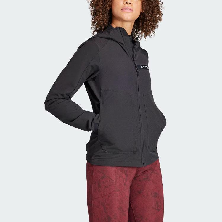 Adidas Multi Soft Shell Jacket Solid Logo Sports Outdoor Soft Shell Jacket Women Jacket Black HZ4427