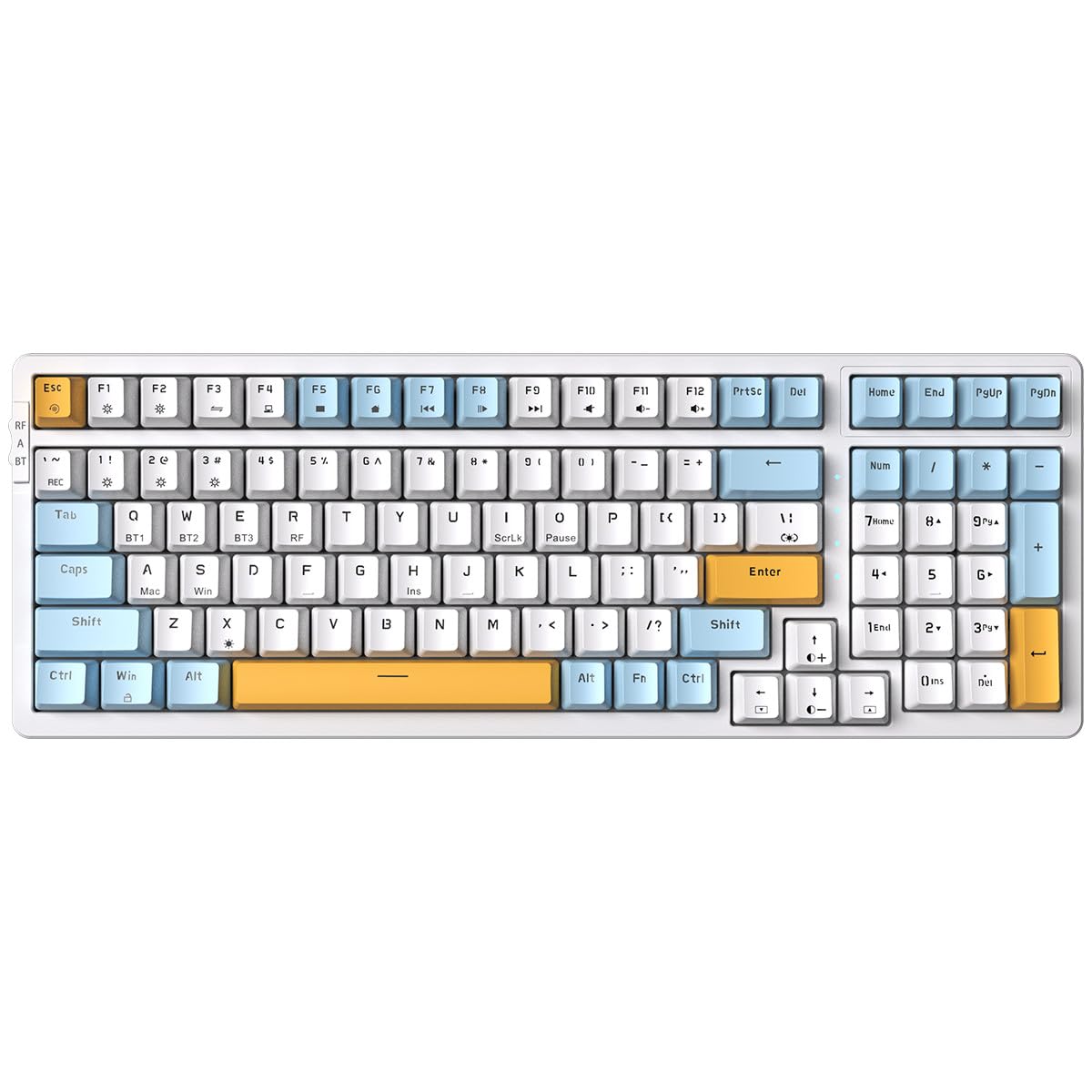 

Merdia Mechanical 100 Independent Key LED English ABS for Mac White Blue Yellow Keyboard, Type-C Wired, 2.4G, Keys, Switches, Backlight, Layout,