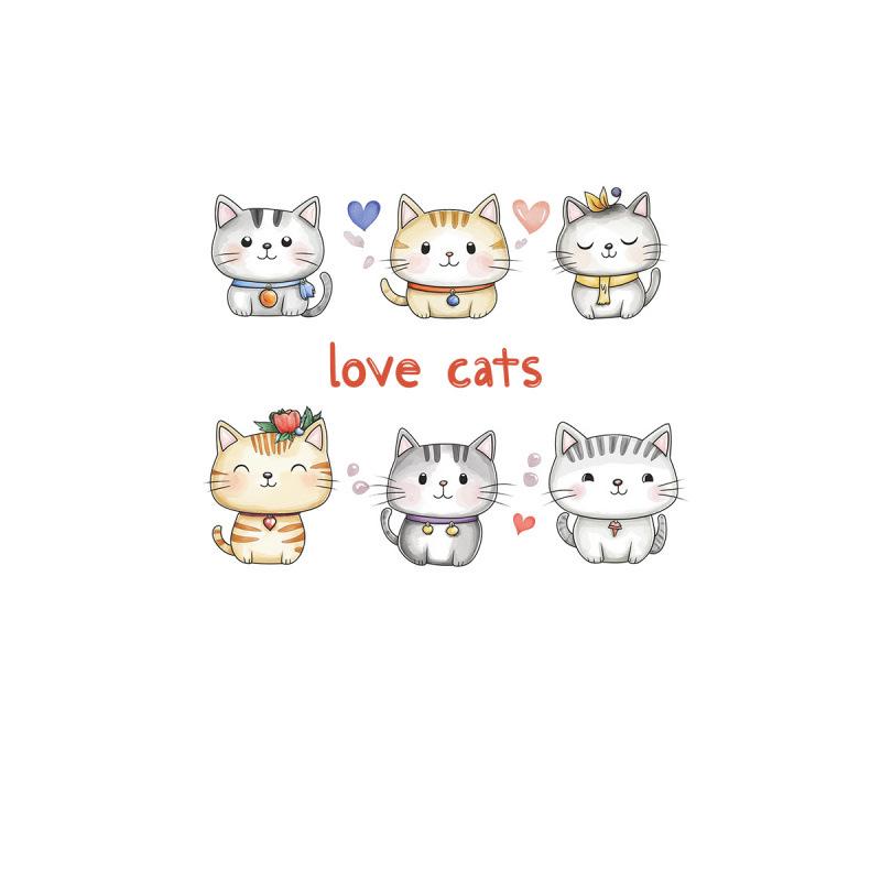 Ręcznie Malowane Kreskówkowe Naklejki Ścienne z Rodziną Kotów dla Pokojów Dziecięcych i Żłobków