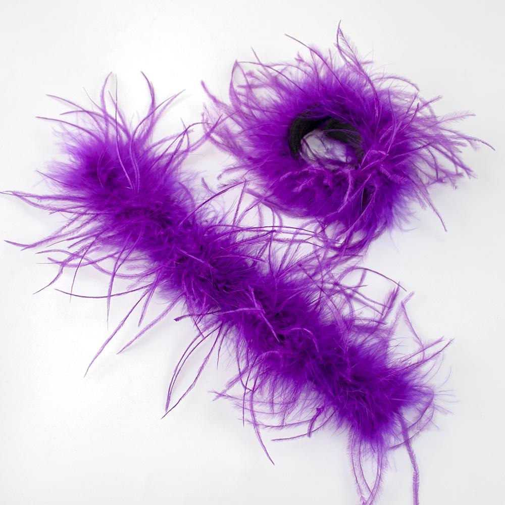 

Женские манжеты из натурального меха страуса, сексуальный браслет на кнопках с перьями, съемные нарукавники на запястье для рубашек A Pairs(2pcs) фиолетовый