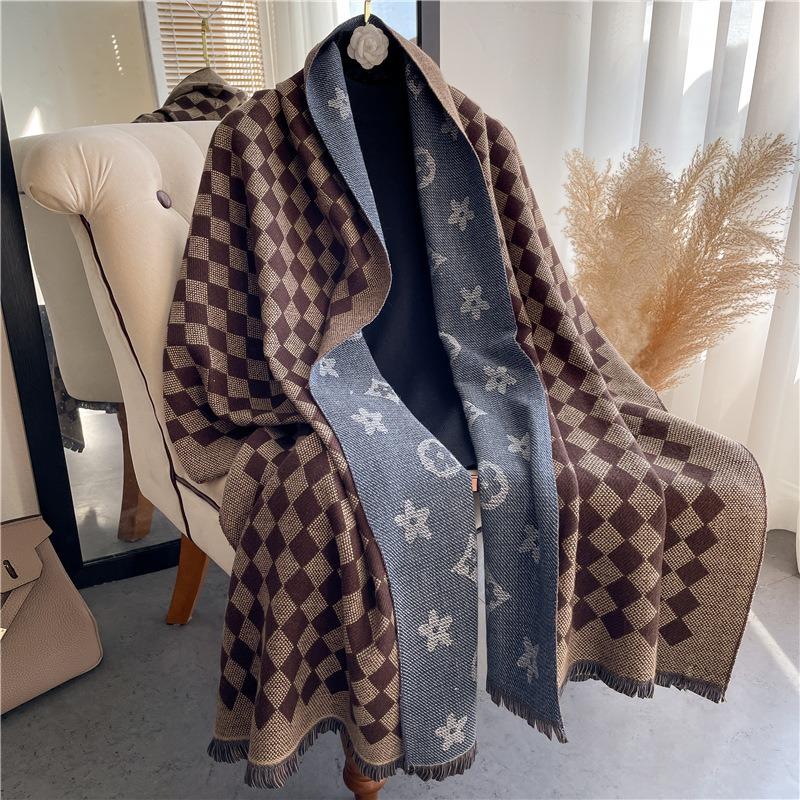 0G thickened version retro bird scarf women's winter high-end warm scarf imitation cashmere shawl