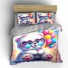 Cute Bear with Heart Balloons Bedding Duvet Cover Set  (1*Duvet Cover 2*Pillowcases, Without Duvet Insert)
