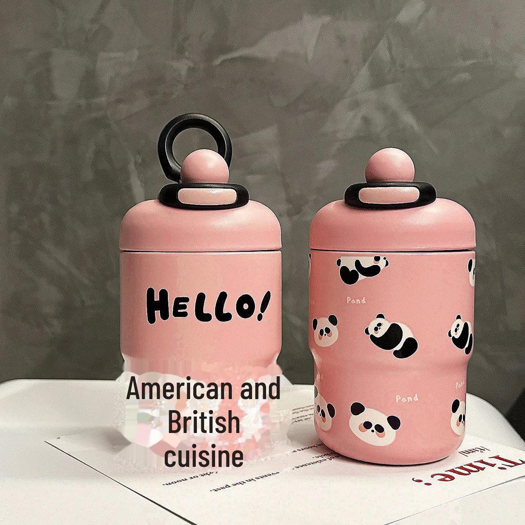 Stilvolle tragbare Edelstahl-Thermoskanne mit Cartoon-Motiv für Frauen und Paare