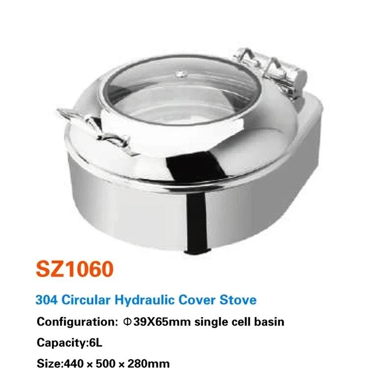 Buffet-Speisenwärmer Kommerzielles Buffet-Chaffing-Dish Luxus für Hotel Hydraulischer Buffetherd Hotpot Edelstahlgeschirr Royal