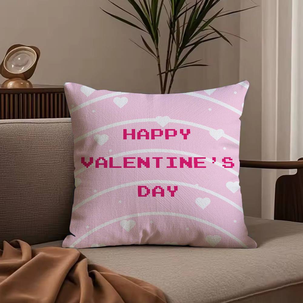 Valentine's Day Stickers X Pillow Case Anti-dustmite Pillowcase Invisible Zipper Silky Short Plush Sofa Cushion Cover