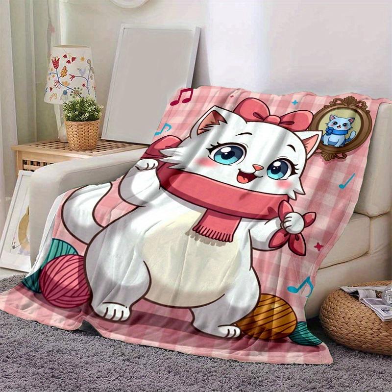 1pc Cute Cartoon Cat Cartoon Blanket, Seasonal Universal Home Decoration Blanket, Throw Blanket, for Decorating Your Own Sofa and Living Room, Super S