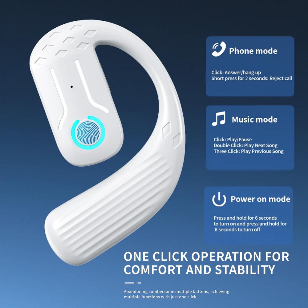Wireless Bluetooth 5.4 Earphone 180° Rotation Ear Hook HIFI Stereo With MIC HD Call Open Single Ear Headset For Game Music Sport