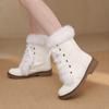 Winter thick-soled warm plush straps fluffy snow boots medium boots white