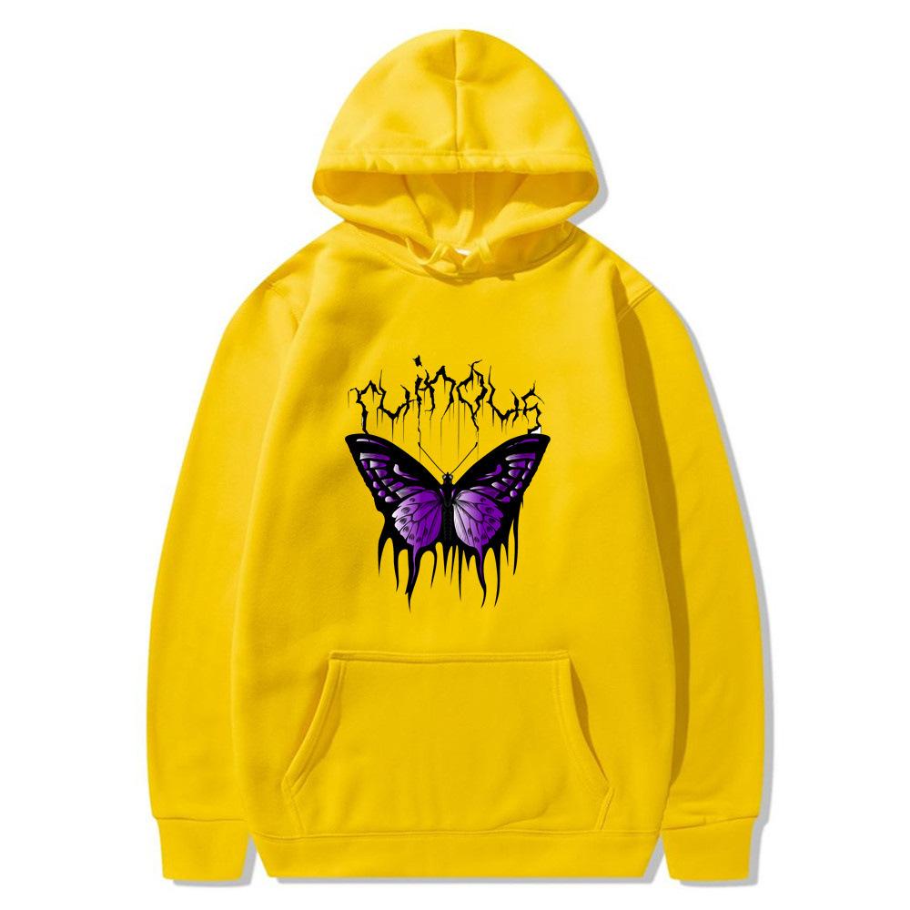 2025 Creative Butterfly Sweater Autumn and Winter Simple Long Sleeve Hooded Men's and Women's Couples Hoodie