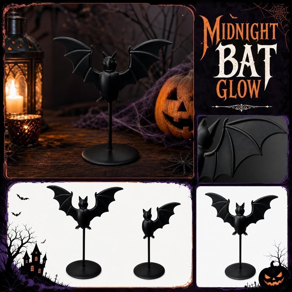 Halloween Iron Bat Candle Holder Decorative Bat Shaped Metal Stand for Festive Indoor Outdoor Display Ornament Sculpture