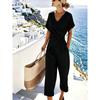 1116 Women's Clothing European and American Summer New Fashion Solid Color Irregular Short Sleeve Cover