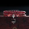 Natural Garnet Stone Bracelet Women Ethnic Style Handmade Crystal Jewelry Bohemian Three-Row Beaded Wrap