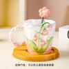 European Ceramic Lily of The Valley Cup with Spoon Three-dimensional Relief Flower Mug Exquisite Afternoon Tea Flower Teacup New