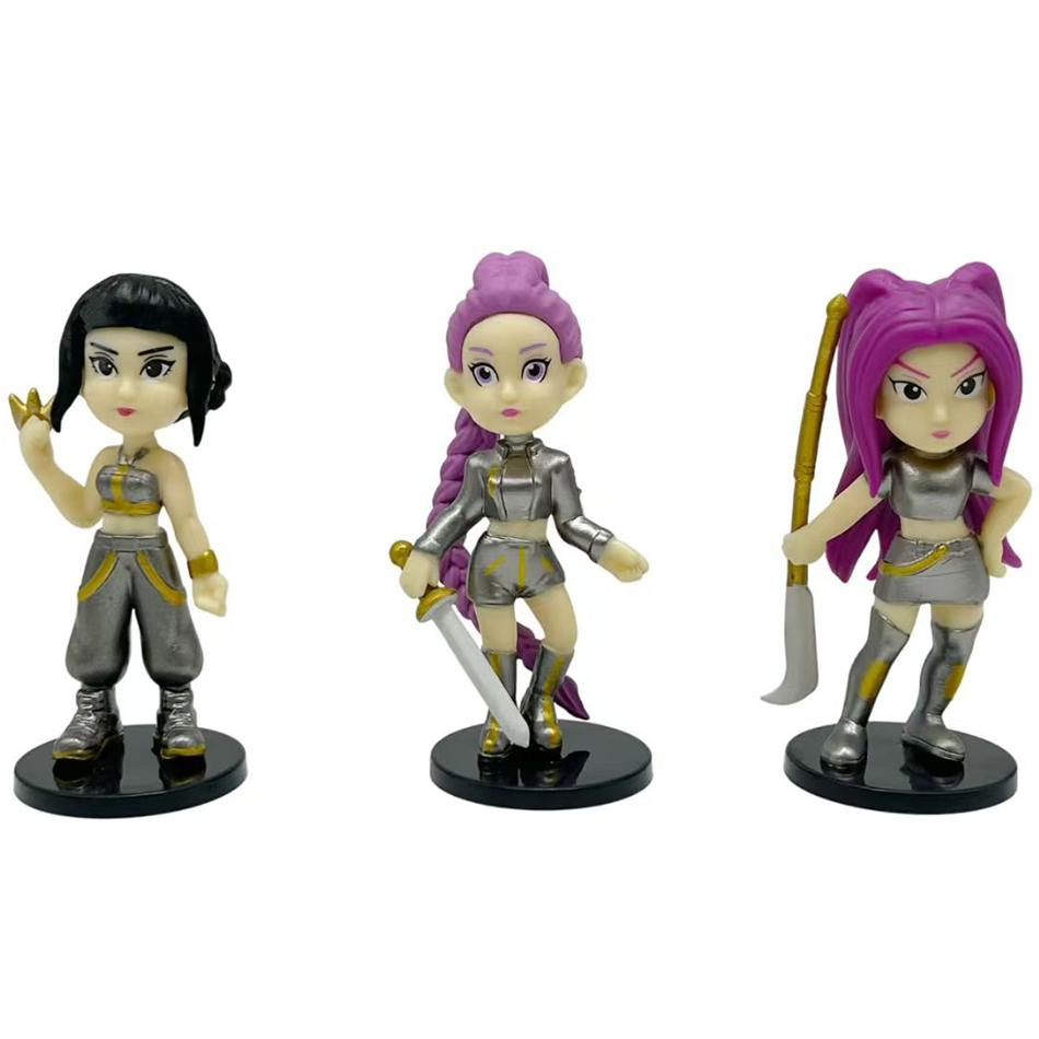 6pcs/Set Kpop Demon Hunters Figure Toy Cartoon Rumi/Mira/Zoey Action Figure PVC Desktop Decoration Model Doll Toy Fans Gift
