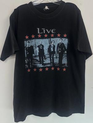 Vintage 90er LIVE V Rockband Welttournee Schwarzes T-Shirt Herren Passt Größe XL