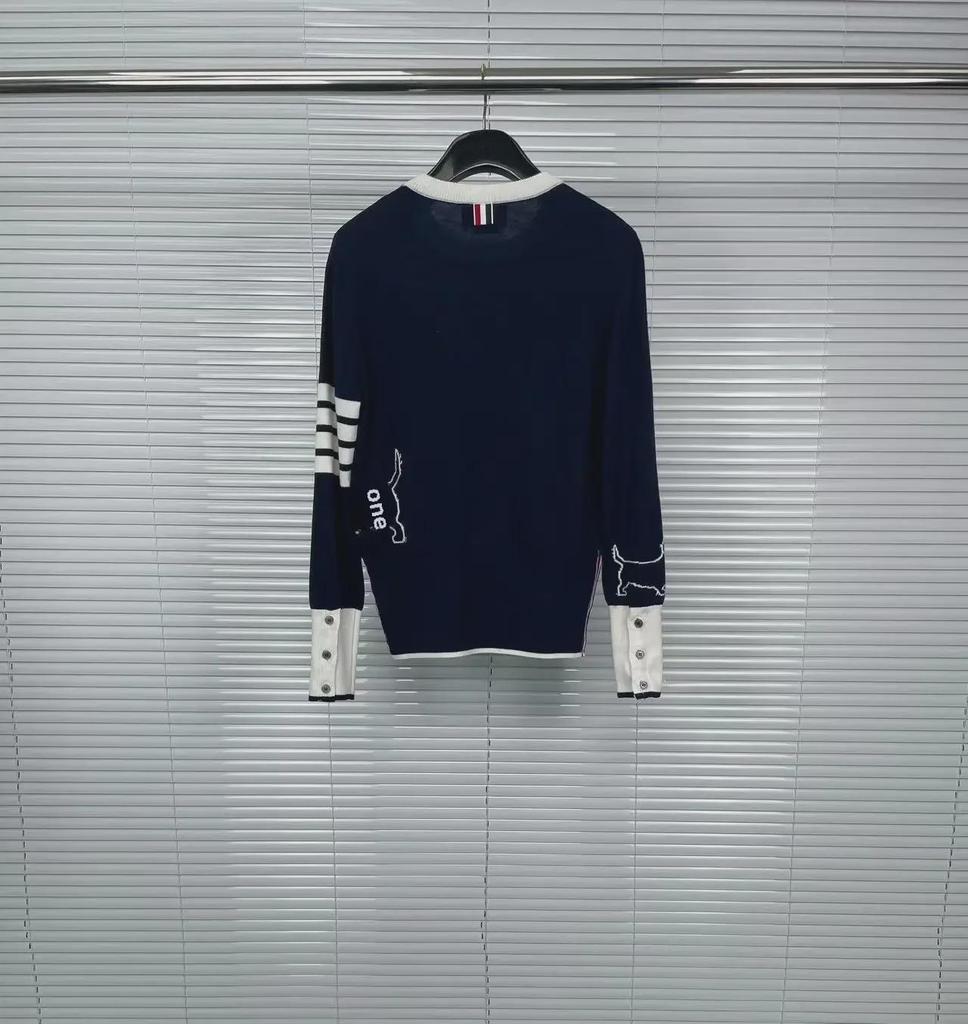 Classic Four-Bar Women's Puppy Jacquard Sweater - College Style, Long-Sleeved, Round Neck, Warm Bottoming Shirt