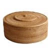 Rattan Storage Box Woven Organizer Boxes Multifunctional Organizing Case Luxury Round Food Cases with Lid Organizers Furniture