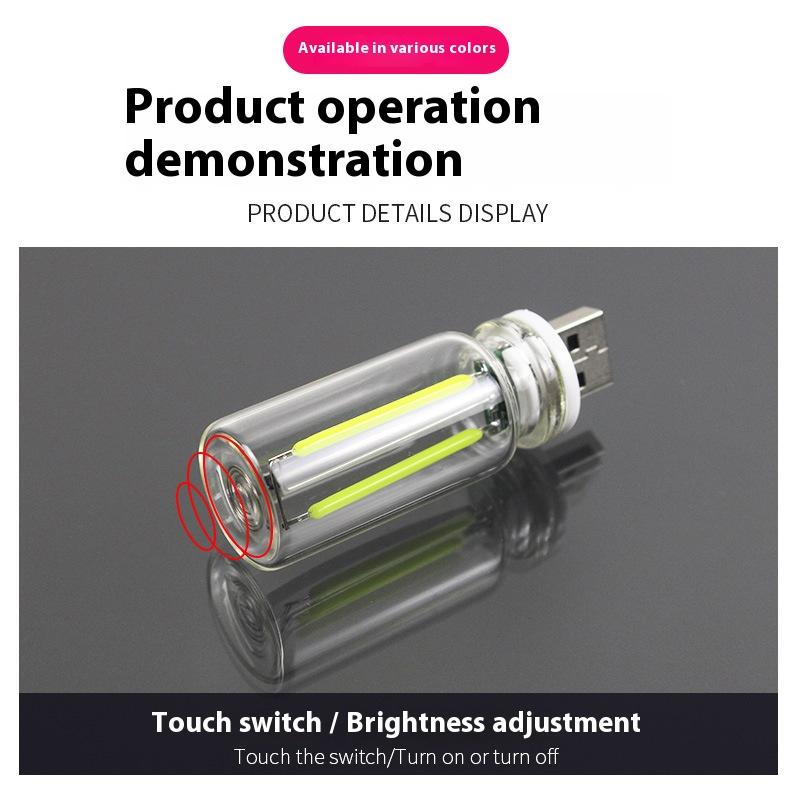 New LED glass bottle romantic universal soft light USB touch night light car interior ambience light car