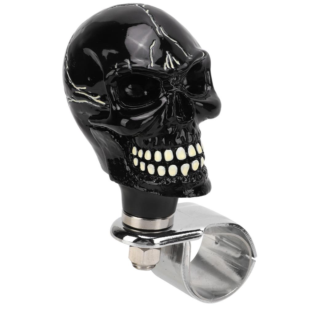 Skull Shape Steering Wheel Knob 3cm Diameter Resin Turn Knob Spinner Booster for Cars Trucks Tractors Boats Black