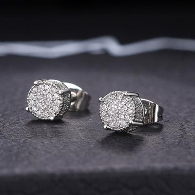 Stud Earrings For Men Women Gold Color Punk Jewelry Iced Out Zircon Rapper'S Hip Hop Accessories Street Culture Jewellry