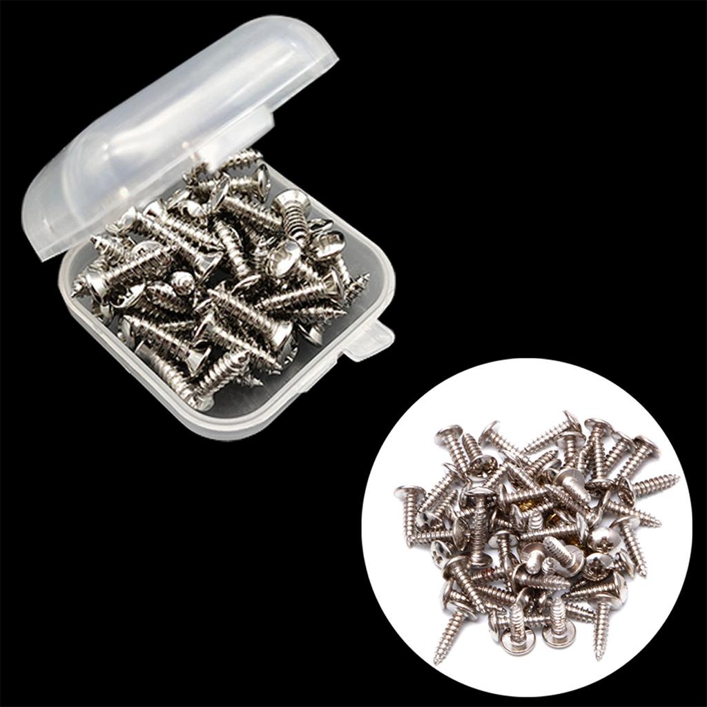 50Pcs Electric Guitar Bass Pickguard Screws Scratch Plate Mounting Screws Replacement Metal Pick Guards Screws