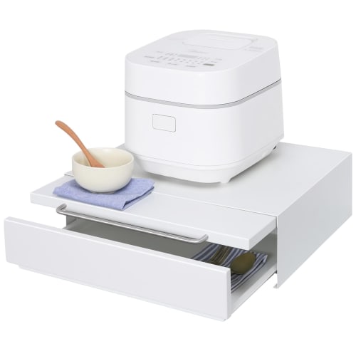 Tydle Under-Microwave Sliding Table with Drawer, Kitchen Appliance Storage, 2-Tier Kitchen Rack, Microwave Stand, Approx. 17.5" W x 14.5" D x 5.7" H,