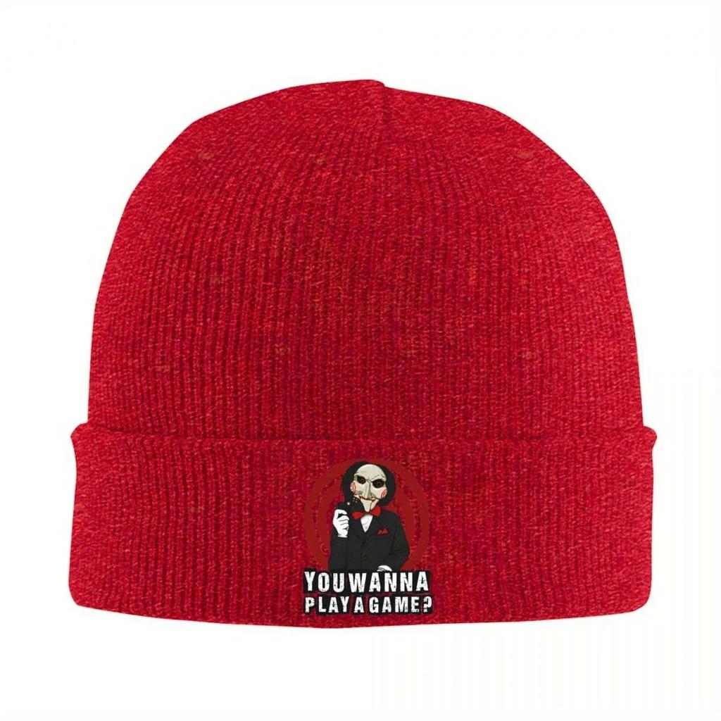 New Saw You Wanna Play A Game Knitted Caps For Women Unisex Beanie Winter Hats Acrylic Horror Movie Billy Hip Hop Cap