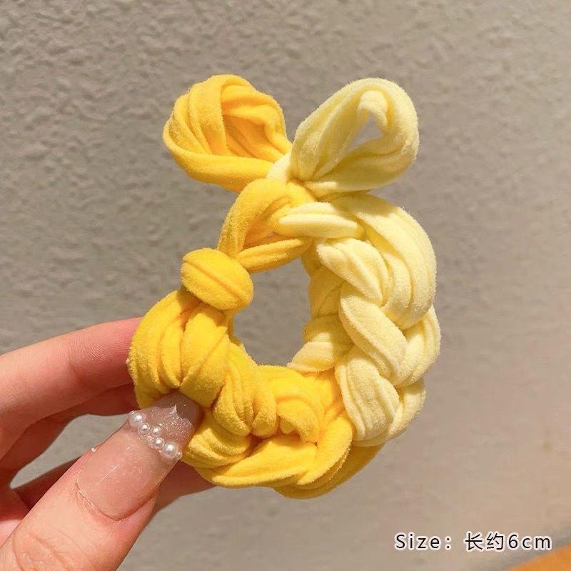 Korean version of thick high elastic color braided hair band dopamine bow durable hair does not hurt the high color value female head rope