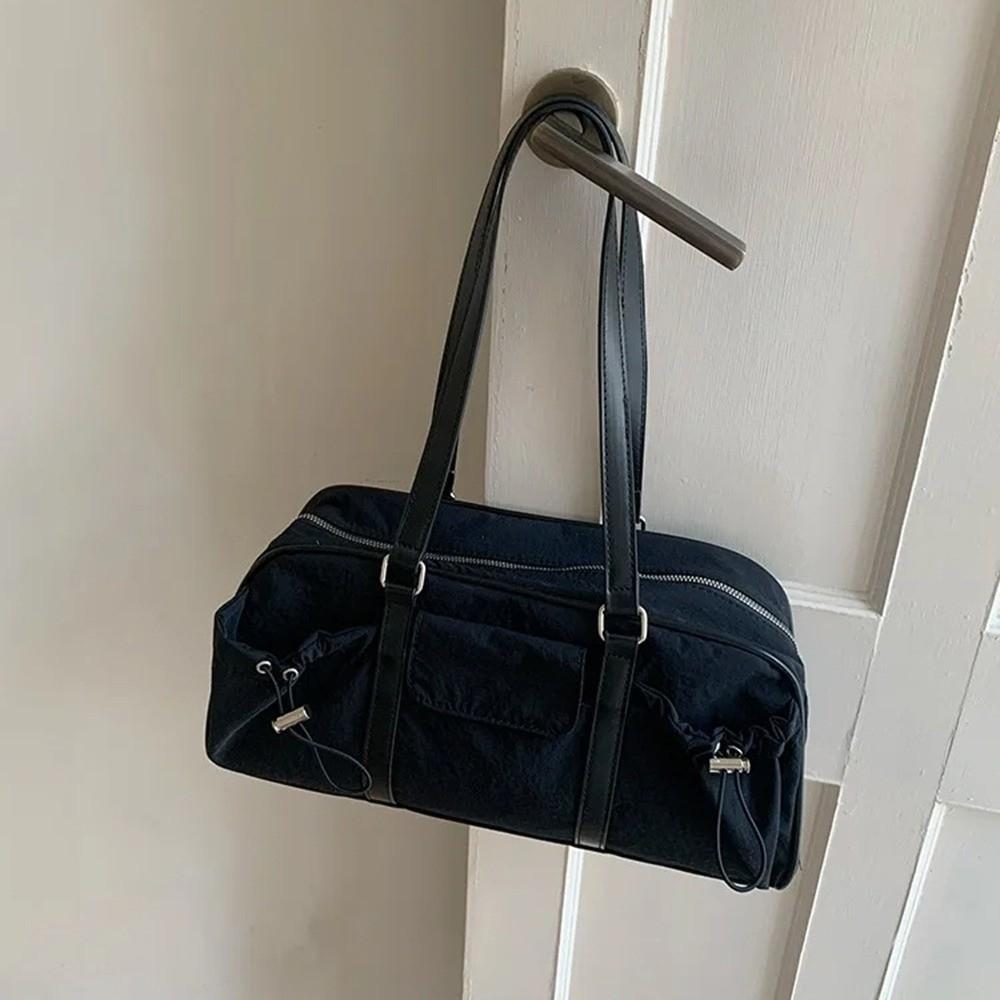 Chic Korean Style Pillow Shoulder Bag Large Capacity Vintage Nylon Underarm Bag Silver Commuting Y2K Women's Handbag Ladies