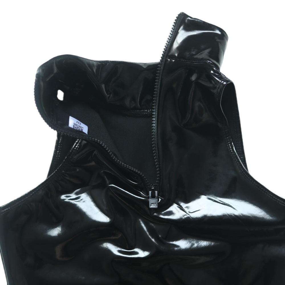 Sexy Women Pvc Shiny High Cut Bodysuit Open Bust Crotch One Pieces Thong Dance Wear Latex Pu Sexy Tights Maid Leotard