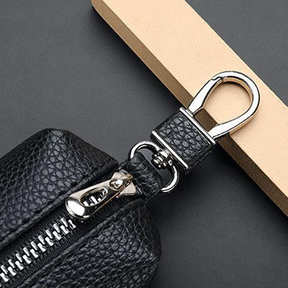 Classic Coin Purse Keychain Single/Double Zipper PU Leather Wallet Key Storage Bag Household