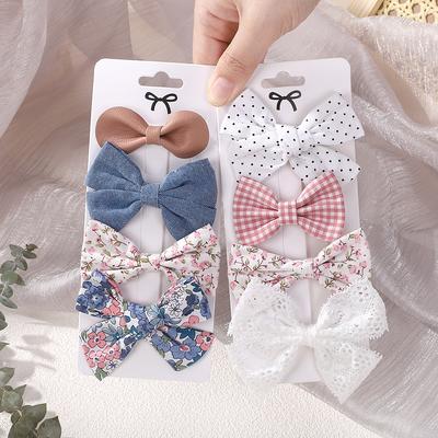 4 Pezzi Fermagli per Capelli con Fiocco Stampato in Pizzo Dolce per Capelli Bambine Fermaglio Fatto a Mano Boutique Fermagli Accessori per Capelli Bambino