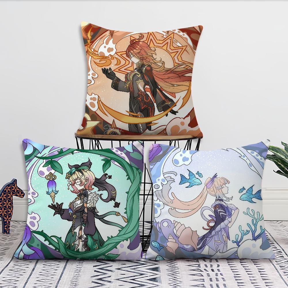 Game Genshin Impact cute e cushion cover Pillow Cover Decoration Room Home Sofa living Office Car Nordic Simplicity