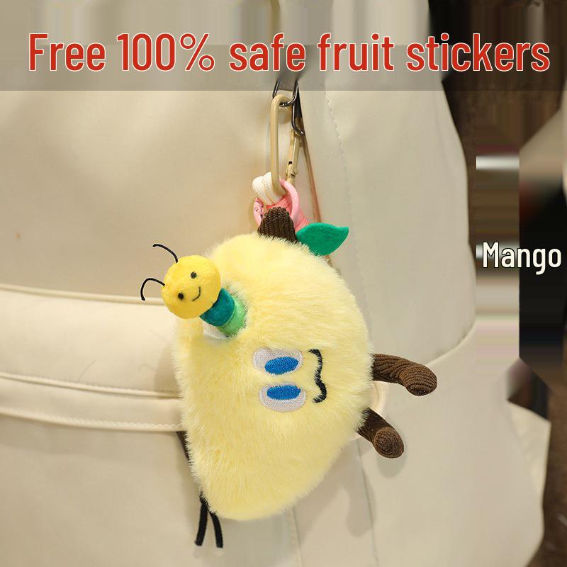 Adorable Bug Eats Fruit Pendant: Apple, Mango, Avocado, Peach - Perfect New Year Gift for Her