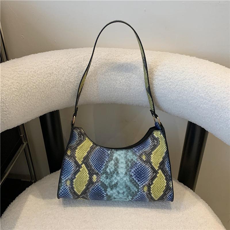 Kabelky Dámská móda Malé čtvercové kabelky Niche Zahraniční styl Kabelky přes rameno Trendy Všestranné Podpažní Vzor hadí kůže Malé čtvercové kabelky