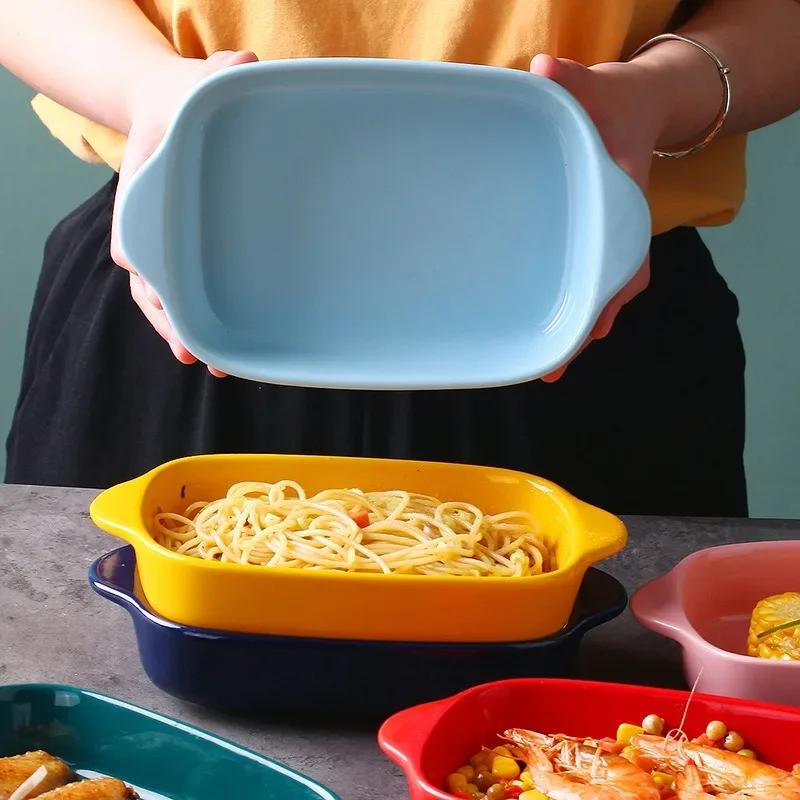 Special Bowl for Large Microwave Oven, Baking Bowl, Double - ear Cheese Baked Rice Baking Plate, Home Baking Plate Dish Plate